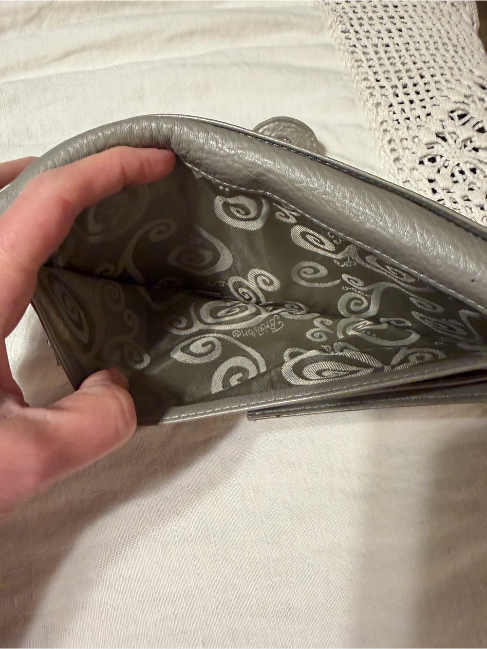 Brighton Gray Floral Cutout Leather Wallet - Picture 5 of 7